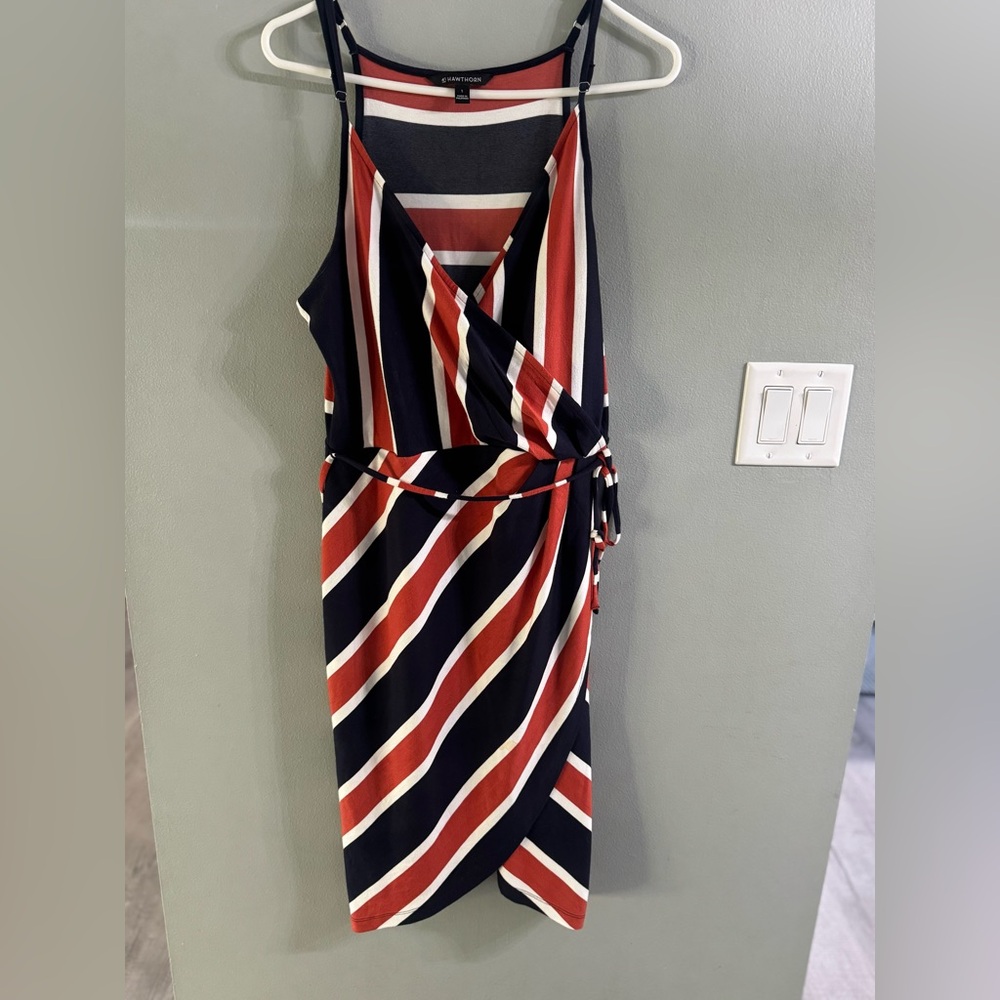 41 Hawthorn Asymmetrical Dress with black and orange Stripes